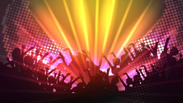 Party People Crowd, Festive Disco Event Background - Vector Illu — Stock Vector