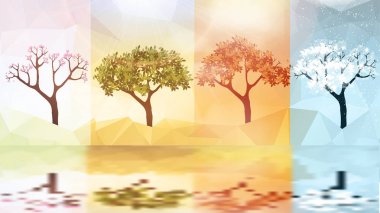 Afiş soyut ağaçları - vektör Illustratio ile dört mevsim
