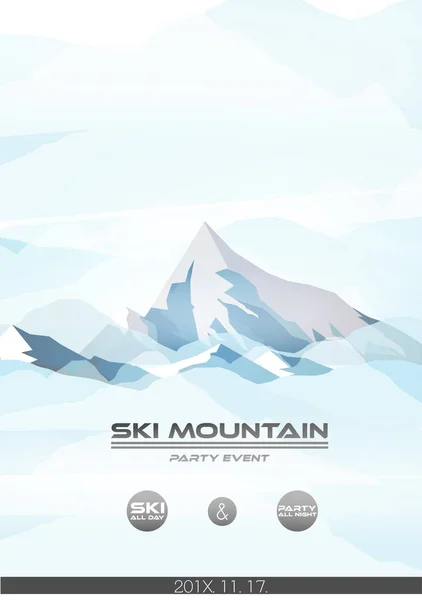 高山滑雪海报与冬天山背景-媒介 Illus — 图库矢量图片