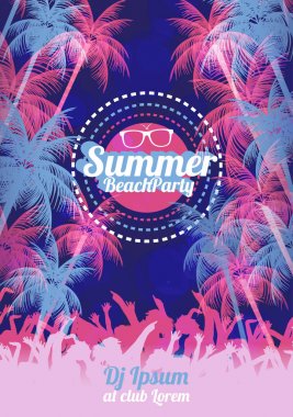 Retro yaz Beach parti vektör el ilanı - vektör Illustratio