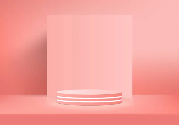 Vector Fondo Renderizado Rosa Con Podio Escena Mínima Pared Rosa — Foto de Stock