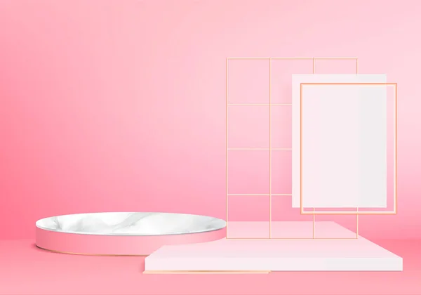 Вектор Тла Рожевий Візуалізація Подіумом Мінімальною Рожевою Стінкою Мінімальний Абстрактний — стокове фото