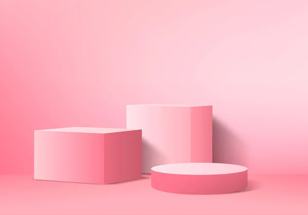 Podium Abstrakt Rosa Färg Sammansättning Render Illustration Bakgrund Mockup Rosa — Stockfoto