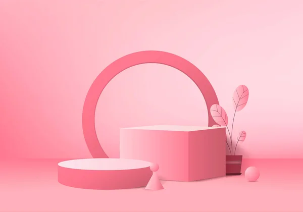 Podio Composición Abstracta Color Rosa Render Ilustración Maqueta Fondo Pink —  Fotos de Stock