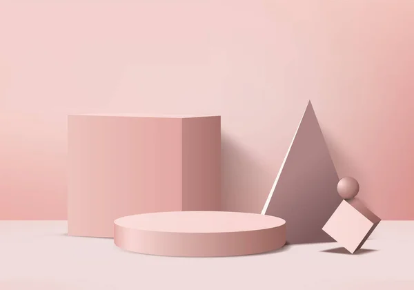 Podio Composición Abstracta Color Rosa Render Ilustración Maqueta Fondo Pink — Foto de Stock