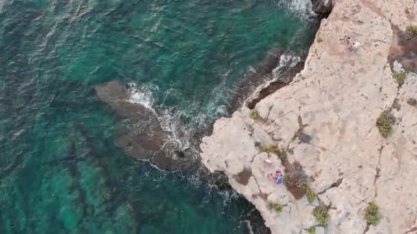 View Ayia Napa Beach Line Made Natural White Sea Rock — Stock Video