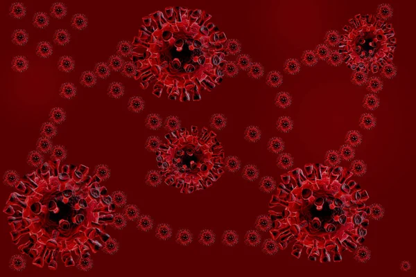 Small Ilustration Coronavirus Covid19 Red Background — Stock Photo, Image