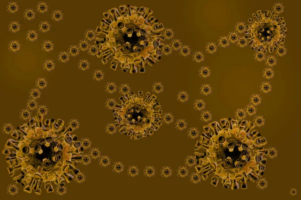 노란색 배경에 코로나 바이러스와 — 스톡 사진