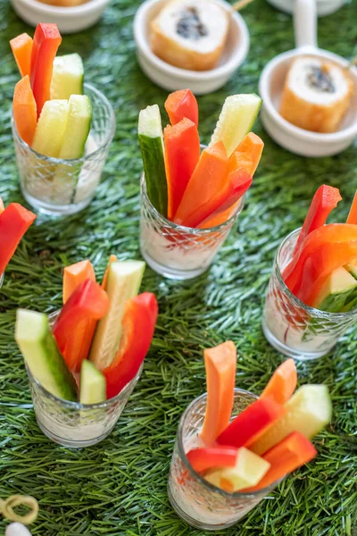 Vegetable Appetizer Carrots Peppers Cucumbers — Stock Photo, Image