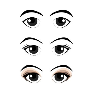 Çizgi film gözleri, kadın gözleri. vektör illüstrasyonu