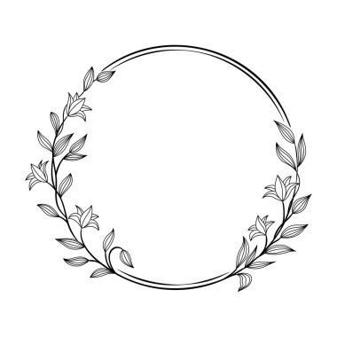 Beyaz arkaplanda izole edilmiş çiçek çerçevesi, zambak çerçevesi, vektör illüstrasyonu