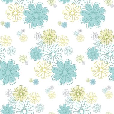 Kusursuz çiçek deseni, çiçek deseni, vektör çizimi