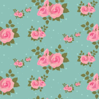 Pembe güller, çiçekli arka plan, vektör illüstrasyonlu kusursuz desen.