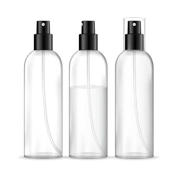 Transparent Spray Bottle Isolated White Background Cosmetic Plastic Bottle Liquid — 스톡 벡터