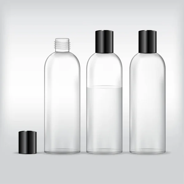 Bouteille Plastique Cosmétique Transparente Pour Liquide Conteneur Liquide Paquet Produits — Image vectorielle