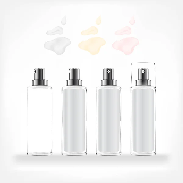 Conteneur Crème Transparent Isolé Sur Fond Blanc Bouteille Cosmétique Verre — Image vectorielle