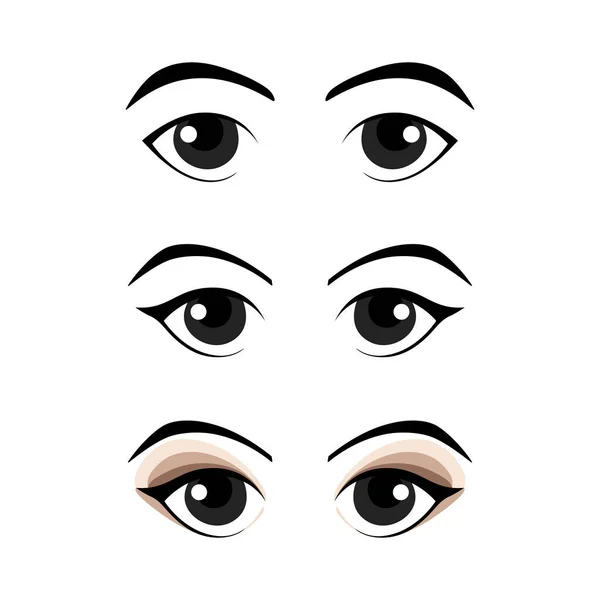 Conjunto Ojos Dibujos Animados Ojos Mujer Ilustración Vectorial — Vector de stock