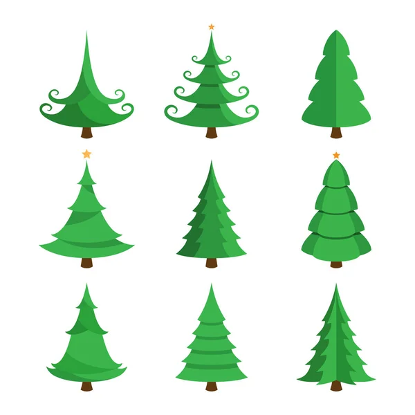 Juego Árboles Navidad Ilustración Vectorial — Vector de stock