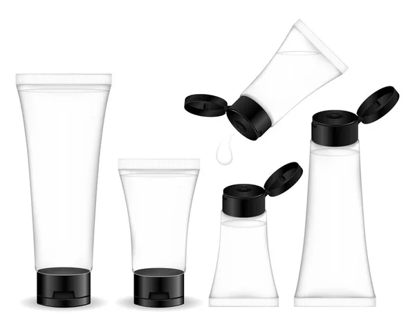 Tabung Plastik Kosmetik Diisolasi Pada Latar Belakang Putih Kontainer Kosmetik - Stok Vektor