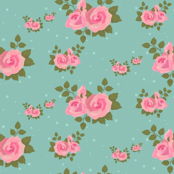 Naadloos Patroon Met Roze Rozen Bloemenachtergrond Vectorillustratie — Stockvector