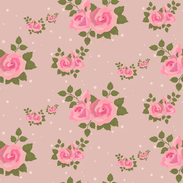 Nahtloses Muster Mit Rosa Rosen Floralem Hintergrund Vektorillustration — Stockvektor