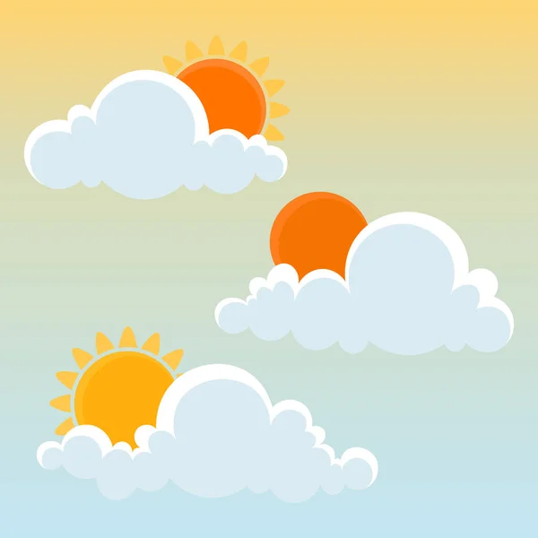 Nuvole Con Sole Illustrazione Vettoriale — Vettoriale Stock