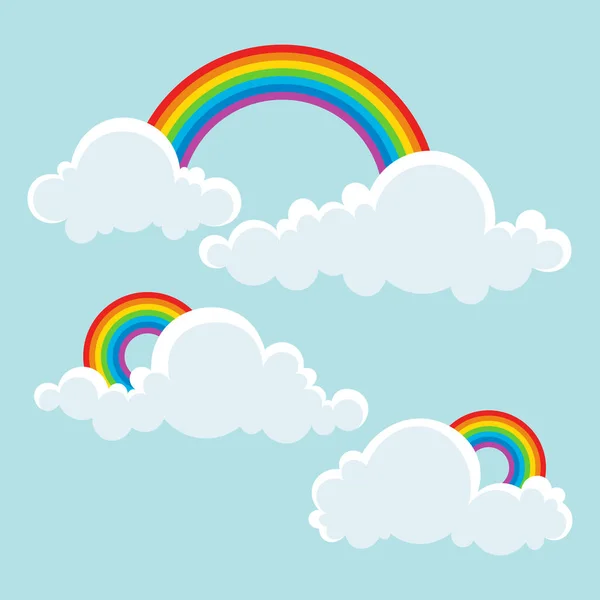 Nuvens Arco Íris Ilustração Vetorial — Vetor de Stock