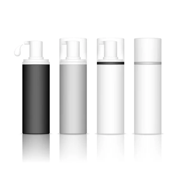 Botol Plastik Kosmetik Dengan Pompa Pembuangan Botol Perawatan Kulit Untuk - Stok Vektor