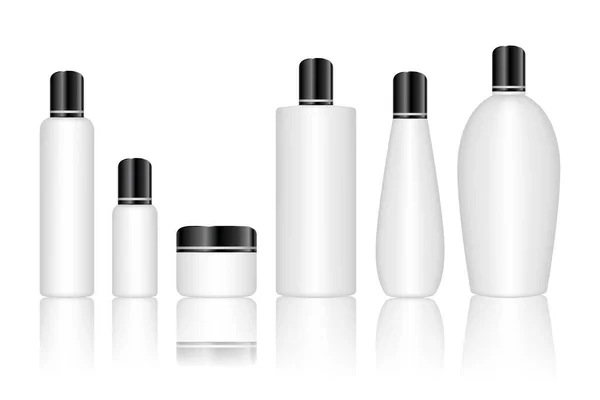 Flacon Cosmétique Plastique Isolé Sur Fond Blanc Flacons Soin Pour — Image vectorielle