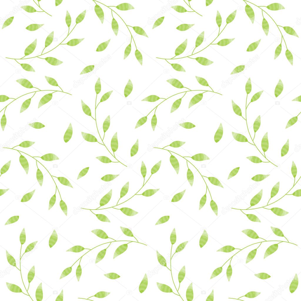 Seamless leaves pattern, watercolor leaves background. Vector illustration.