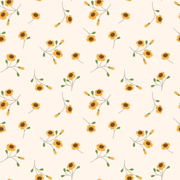 Naadloos Bloemenpatroon Gele Bloemenachtergrond Vector Illustratie — Stockvector