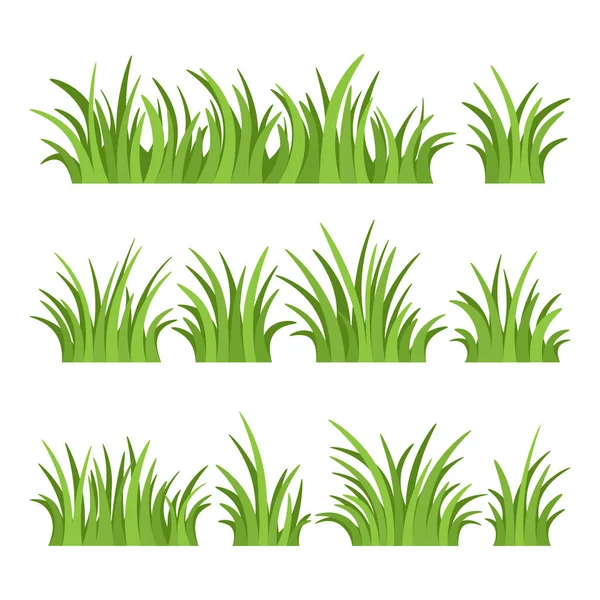 白い背景に隔離された緑の草のセット ベクターイラスト — ストックベクタ