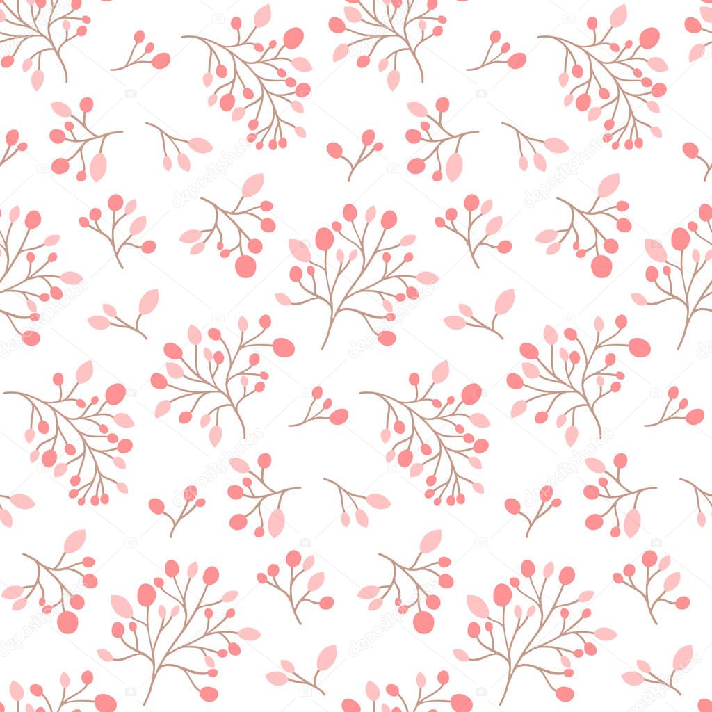 Seamless flower pattern, pink floral background, vector illustration.