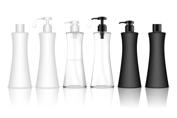 Bouteille Cosmétique Plastique Avec Pompe Distributeur Contenant Liquide Transparent Pour — Image vectorielle