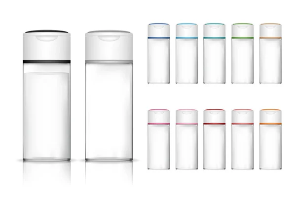 Flacon Shampooing Transparent Isolé Sur Fond Blanc Conteneur Cosmétique Pour — Image vectorielle
