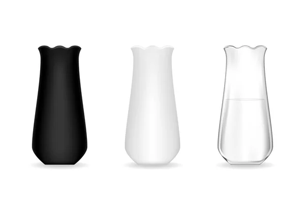 Set Keramikvase Verschiedenen Farben Schwarz Weiß Und Transparent Vektorillustration — Stockvektor