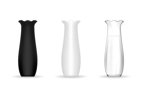 Ensemble Vase Céramique Différentes Couleurs Noir Blanc Transparent Illustration Vectorielle — Image vectorielle