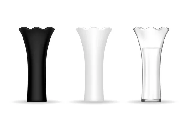 Ensemble Vase Céramique Différentes Couleurs Noir Blanc Transparent Illustration Vectorielle — Image vectorielle
