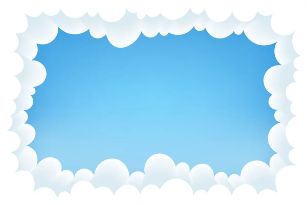 Gökyüzü Arkaplanı Beyaz Bulutlar Çerçevesi Vektör Llüstrasyonu — Stok Vektör