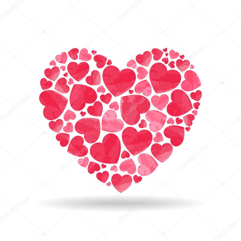 Valentine hearts shape on white background. Vector illustration.