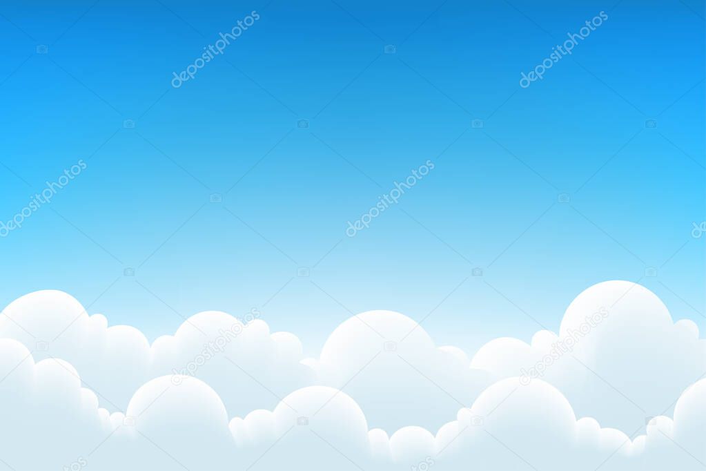 Sky background and white clouds. Vector Illustration.