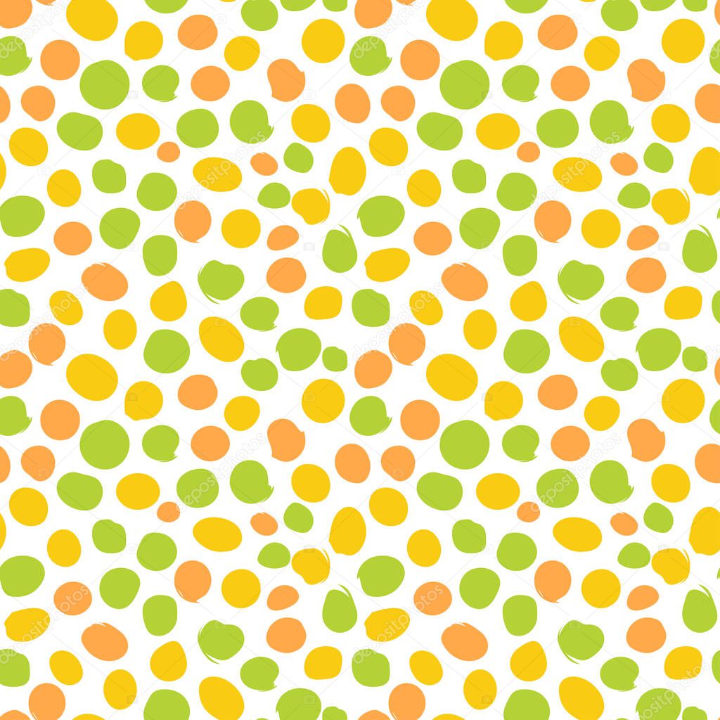 Hand draw dots seamless pattern. Cute background with round spots. Vector Illustration.