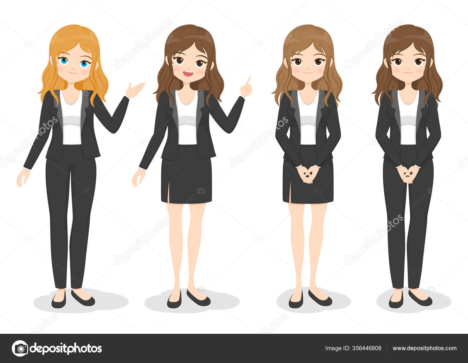 Young Business Woman Office Clothes Different Hand Poses Color Hair Stock  Vector Image by ©piyathida_p #356446808