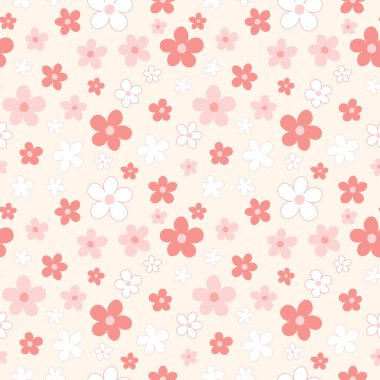 Güzel çiçekli, çiçek arkaplanlı kusursuz bir desen. Vektör illüstrasyonu.