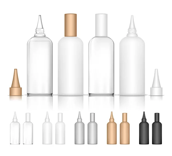 Botol Plastik Kosmetik Wadah Cair Untuk Gel Lotion Krim Perawatan - Stok Vektor