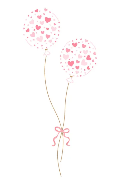 Abstract Love Balloon Little Pink Hearts Valentine Day Vector Illustration — Stock Vector