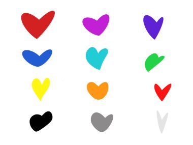 El çizimi çok renkli kalpler paketi