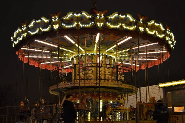 Moscow Winter Carousel Night — Stock Photo, Image