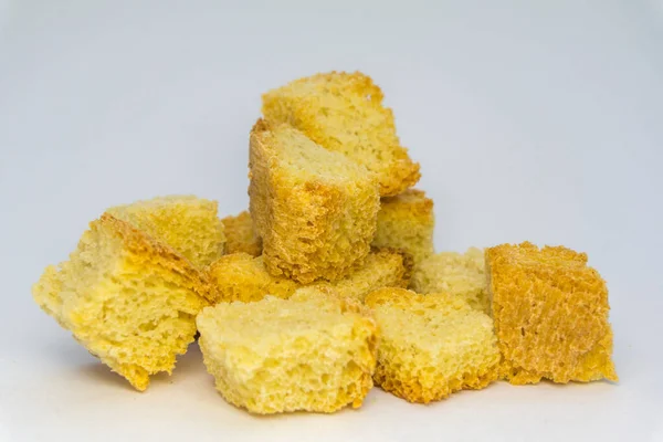 White bread crackers on a white background — Stock Image White Bread Crackers White Background Stock Photo