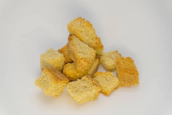 White bread crackers on a white background — Stock Image White Bread Crackers White Background Stock Image